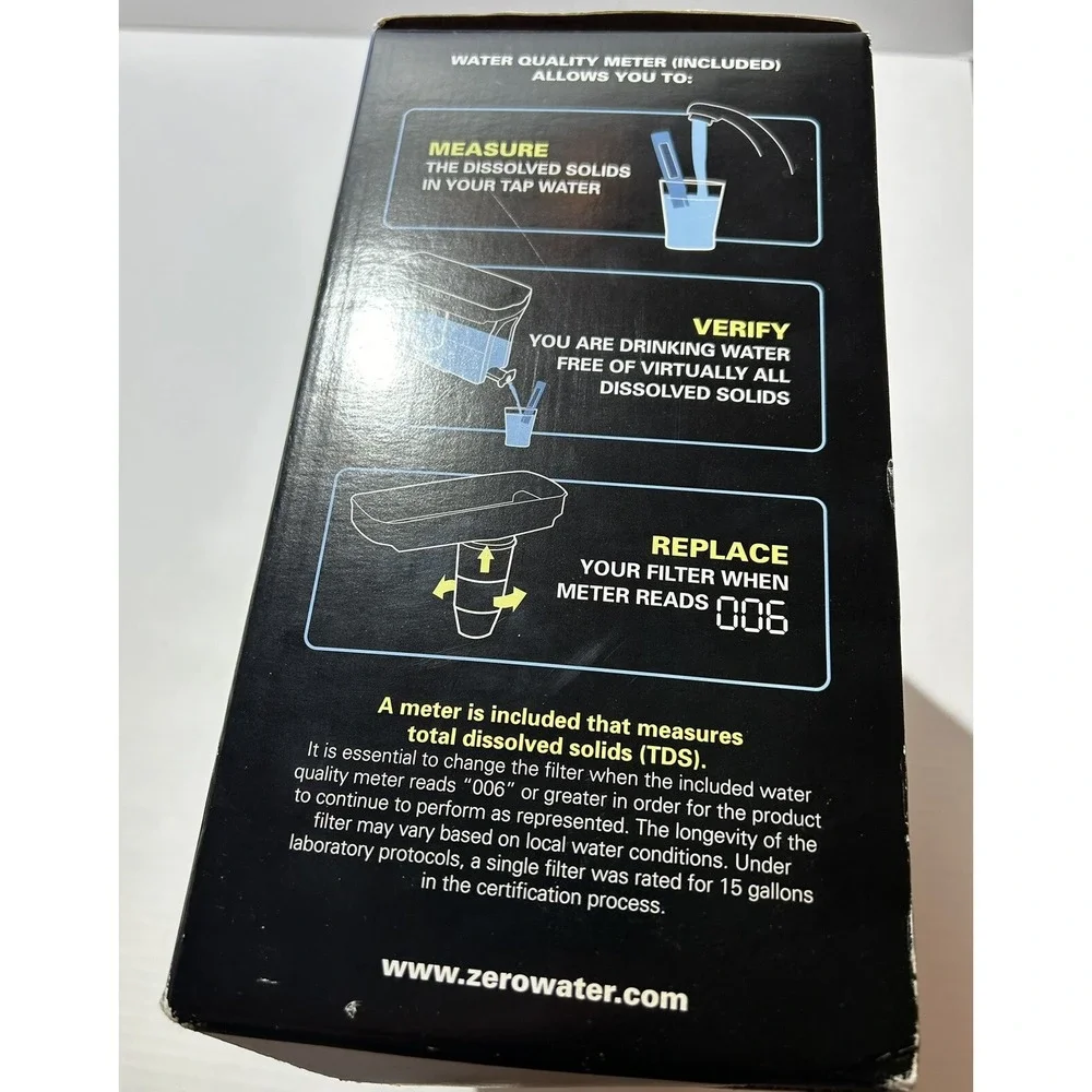 ZeroWater 30 Cup 5 Stage Water Filtration System Dispenser Water Meter & Filter